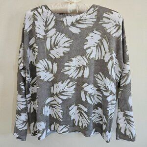J. Jill Women's Linen Blend Leaf Print Sweater Size XS Petite